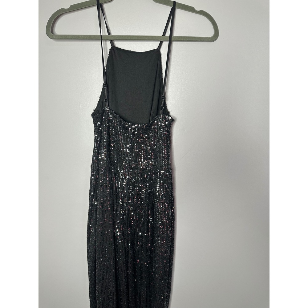 Crystal Sky Womens Black Sequin Jumpsuit Sleeveless Wide Leg Party Evening XS - Picture 13 of 16